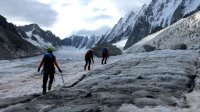 ..Unterwegs am Glacier d'Argentière in Richtung Argentière Hütte..