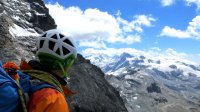 ..Blick auf Nordend, Dufourspitze, Signalkuppe, Liskamm, und Breithorn..